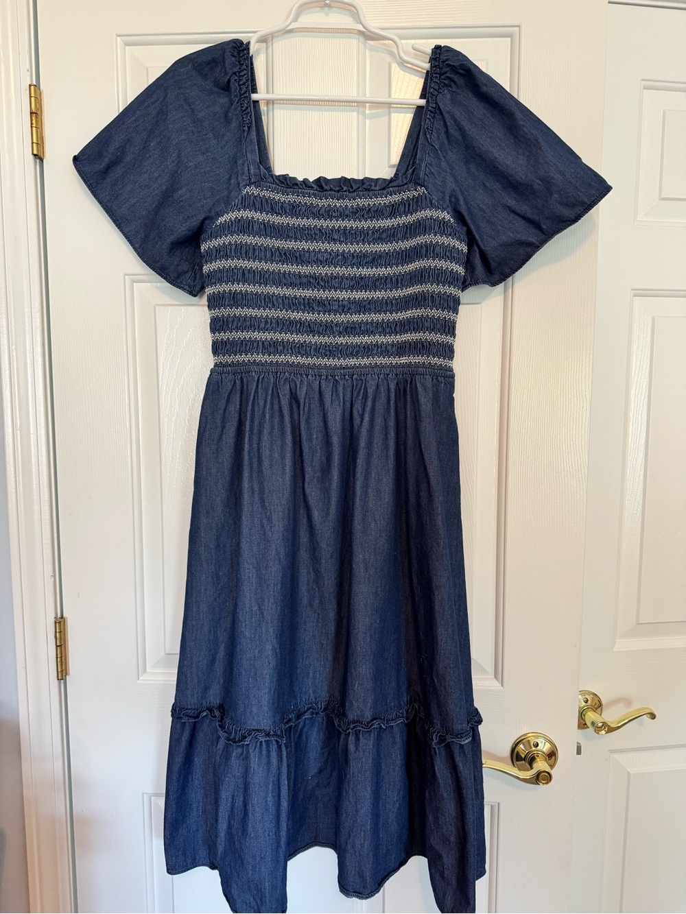Draper James Navy Blue Smocked Midi Dress Size Medium